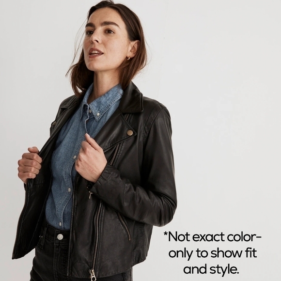 Madewell Washed Leather Motorcycle Jacket Brass Hardware Edition Dusty Redwood - Picture 3 of 15